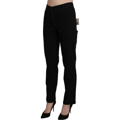 BENCIVENGA Black High Waist Straight Casual Trouser Pant Jeans & Pants