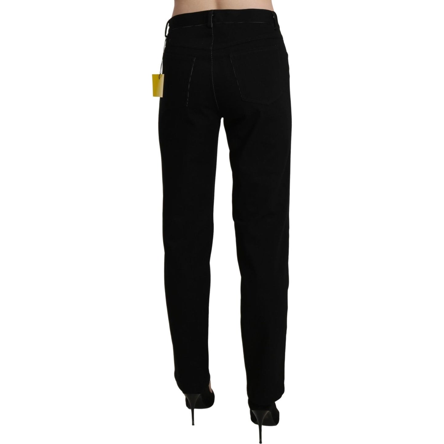 BENCIVENGA Black High Waist Straight Casual Trouser Pant Jeans & Pants