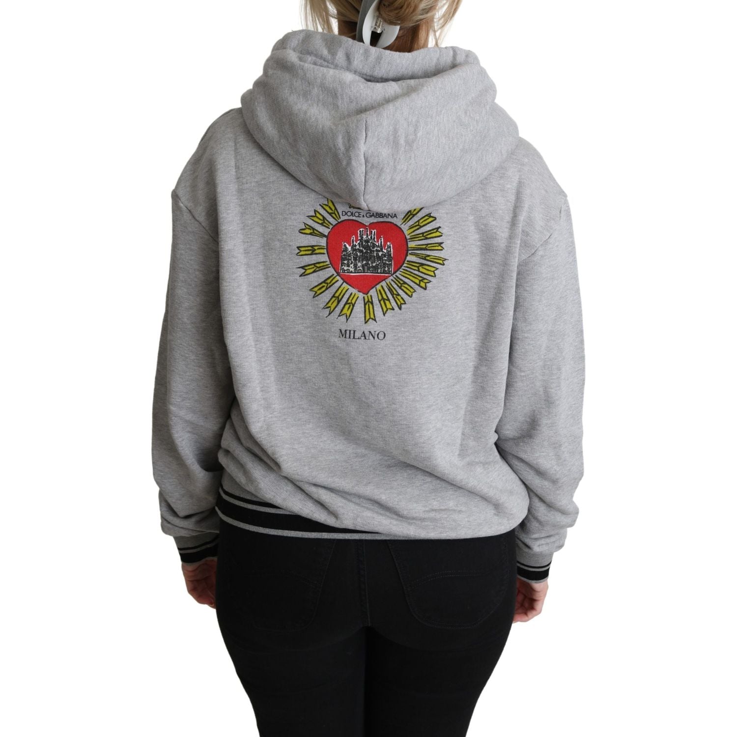 Dolce & Gabbana Gray Printed Hooded Exclusive Logo Sweater