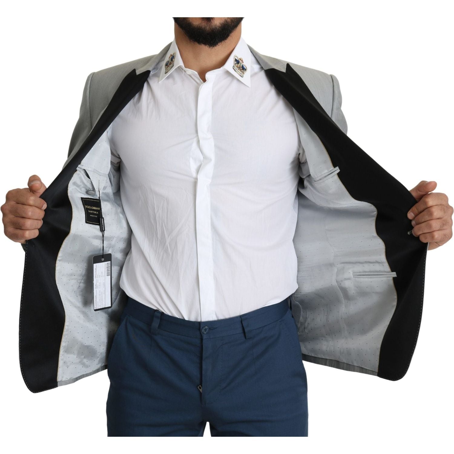 Dolce & Gabbana Light Gray Single Breasted SARTORIA Blazer