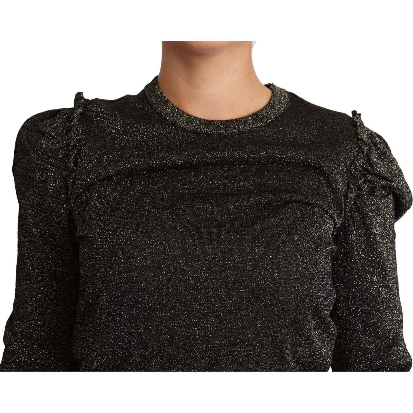 Dolce & Gabbana Black Gold Cropped Women Pullover Sweater