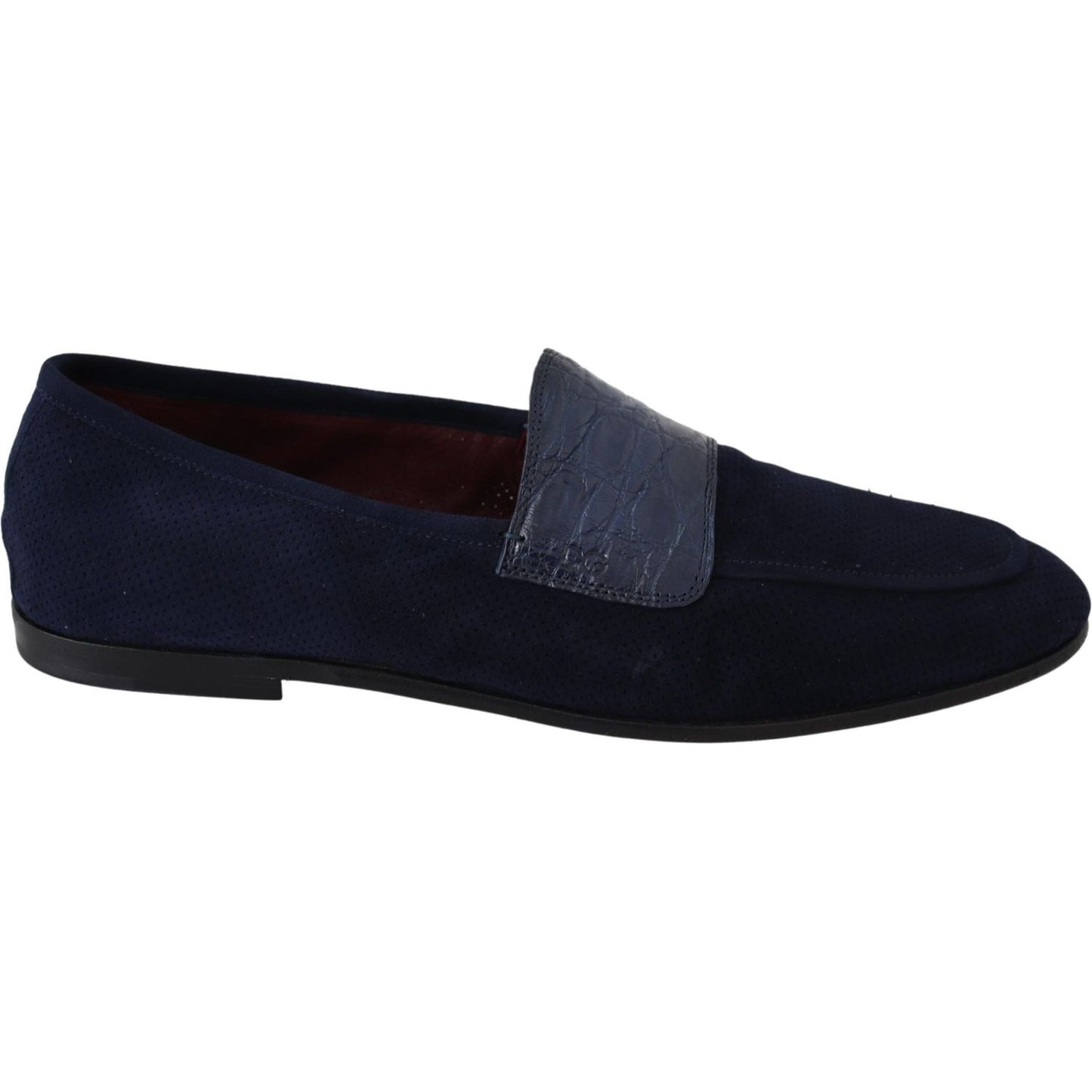 Dolce & Gabbana Blue Suede Caiman Loafers Slippers Shoes