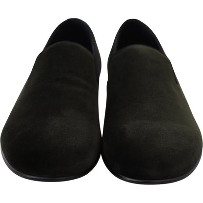 Dolce & Gabbana Green Velvet Slip On Mens Loafers Shoes