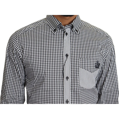 Dolce & Gabbana Black White Checkered Casual Shirt