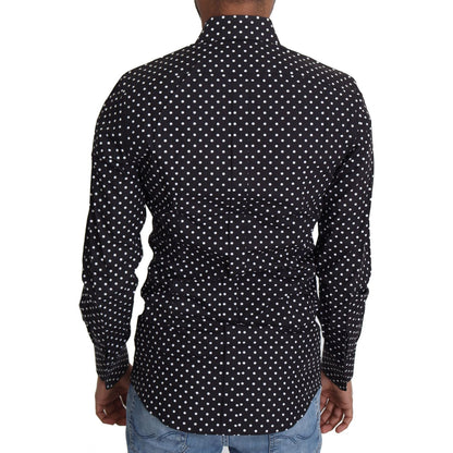 Dolce & Gabbana Black White Polka Dots Casual Shirt
