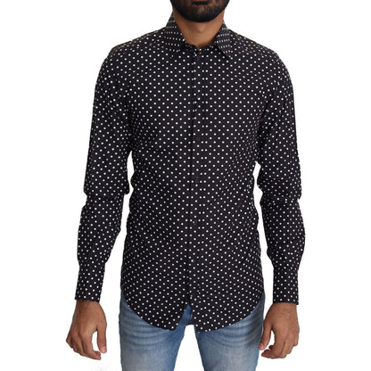 Dolce & Gabbana Black White Polka Dots Casual Shirt