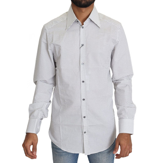 Dolce & Gabbana Black White Polka Dots Dress Shirt
