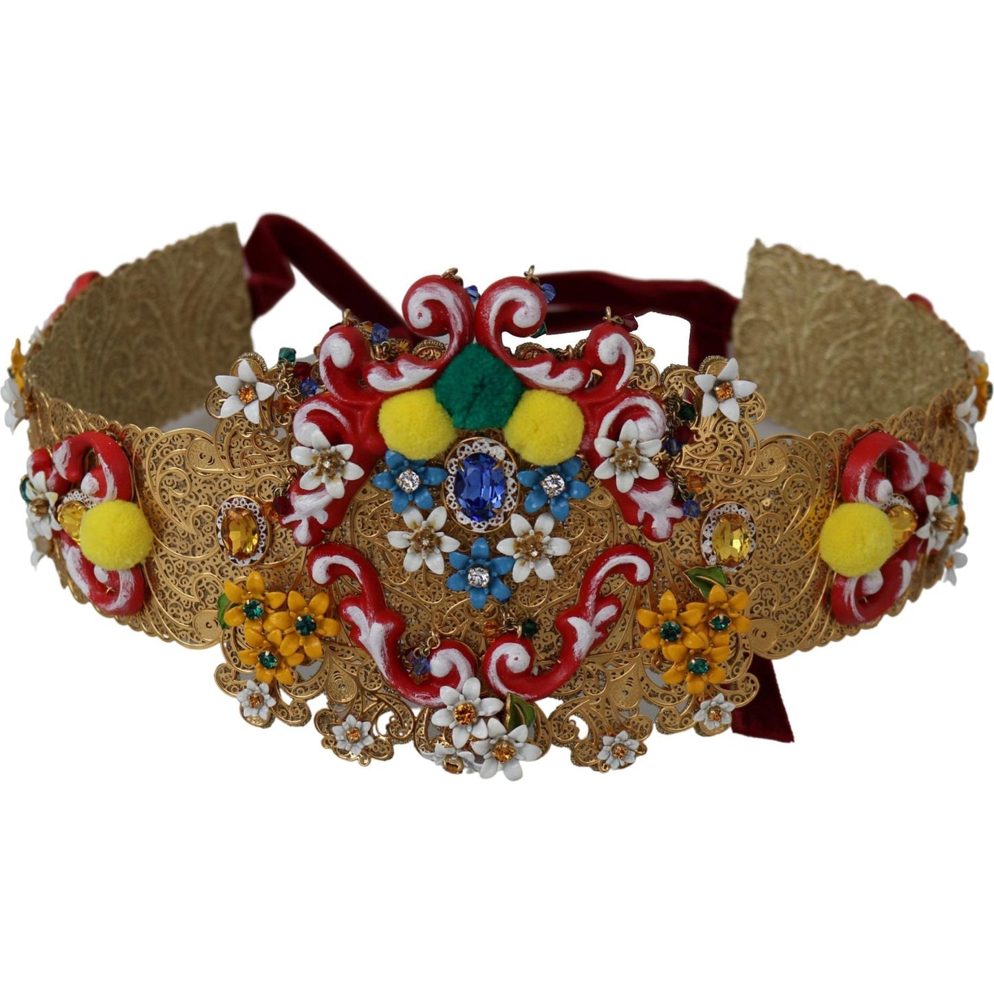 Dolce & Gabbana multicolor Embellished Floral Crystal Wide Waist Belt Belt