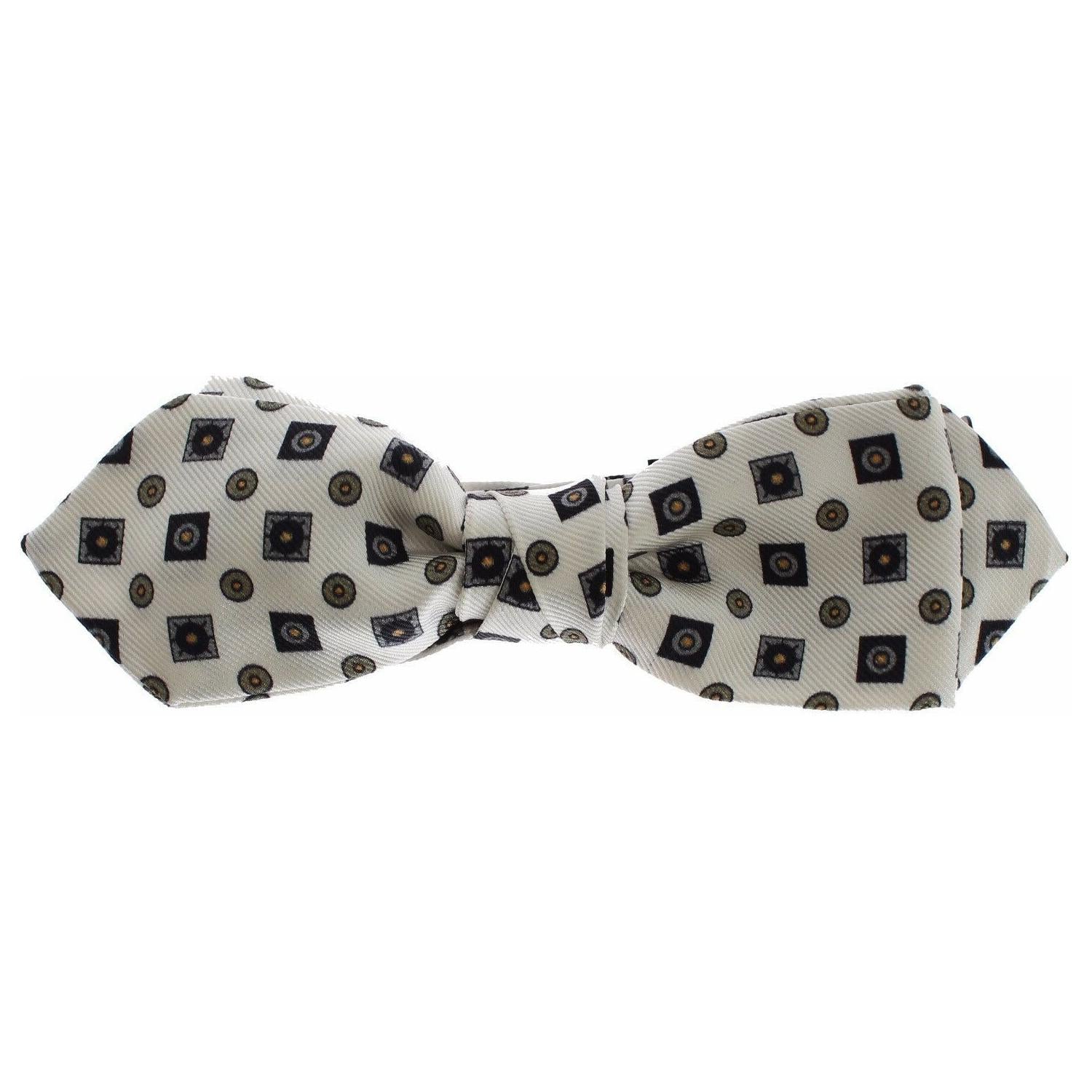 Dolce & Gabbana White Silk Bowtie Leather Men Belt Gift Box