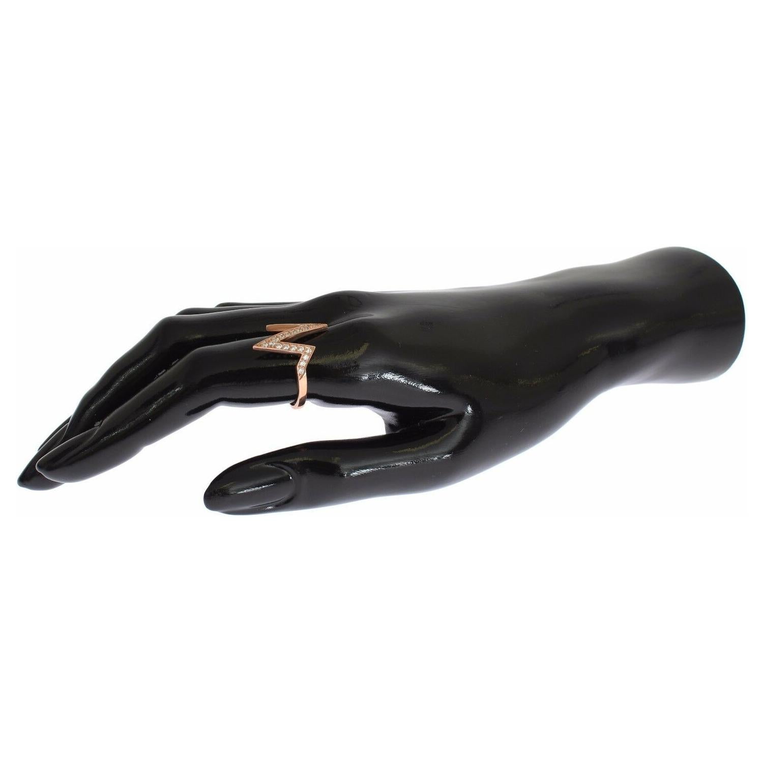 Nialaya Pink Gold 925 Silver Womens Clear Ring