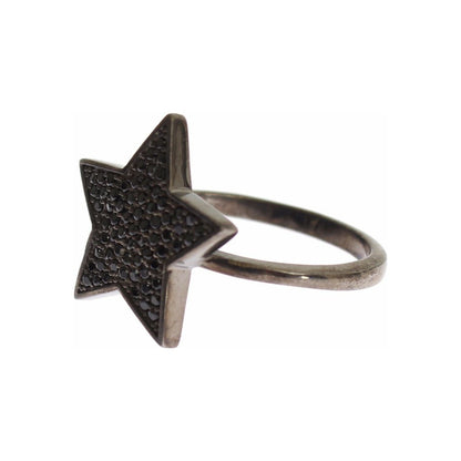 Nialaya Black CZ Star 925 Silver Womens Ring Ring