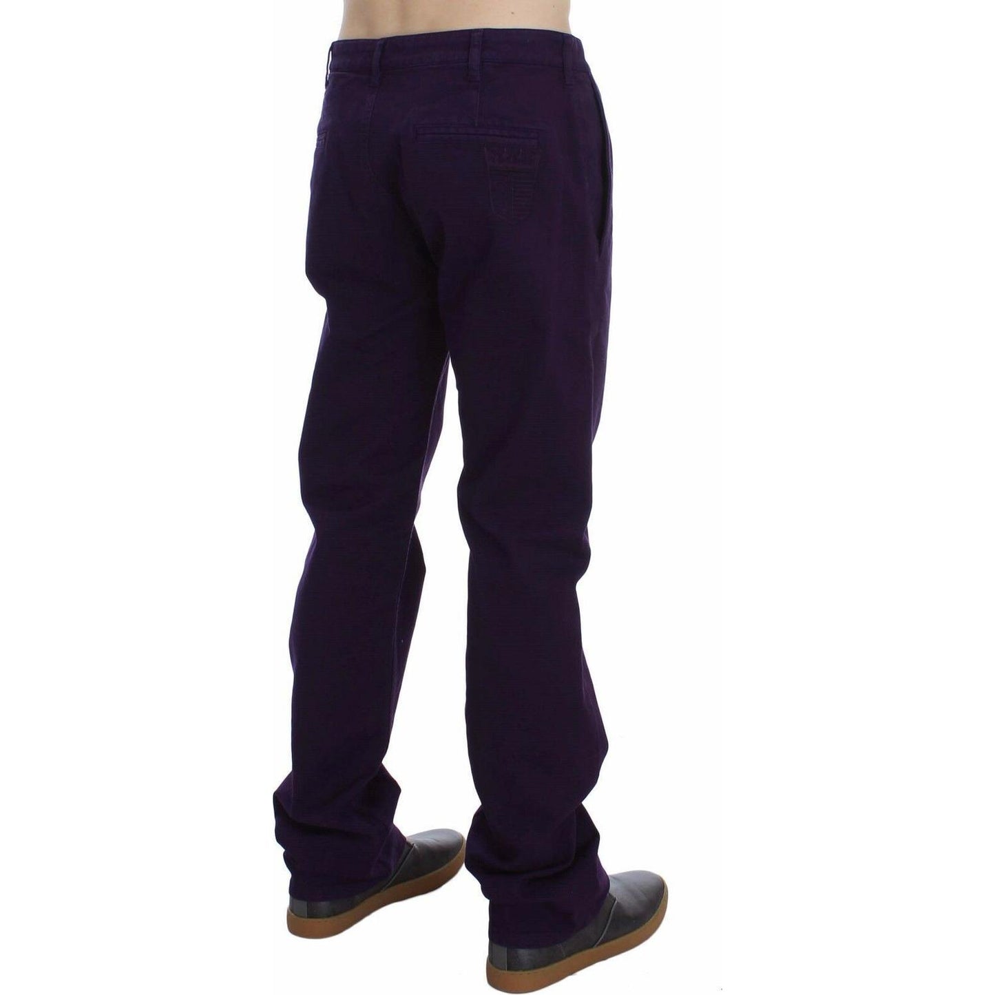 GF Ferre Purple Cotton Stretch Purple Fit Pants