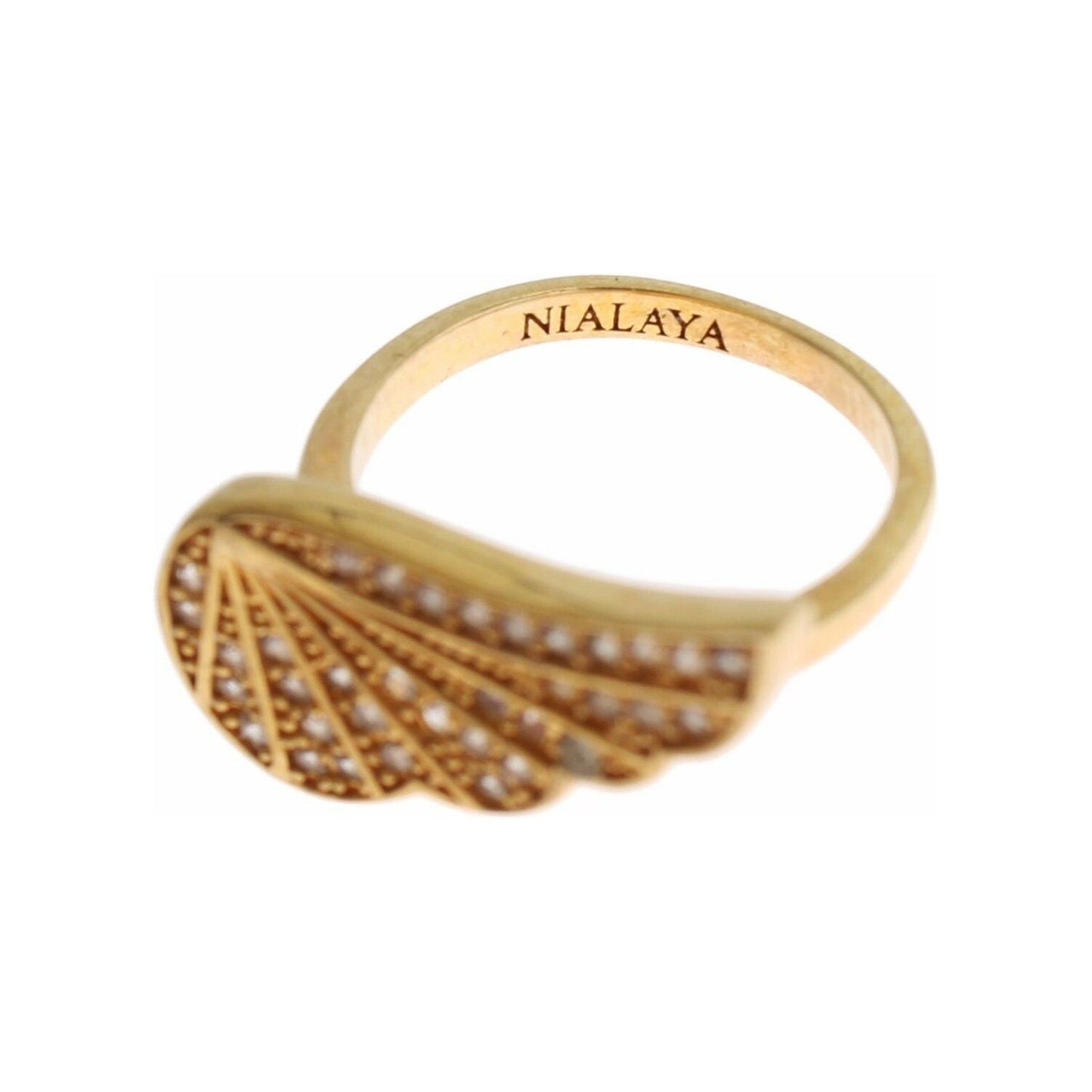 Nialaya Womens Clear CZ Gold 925 Silver Authentic Ring Ring