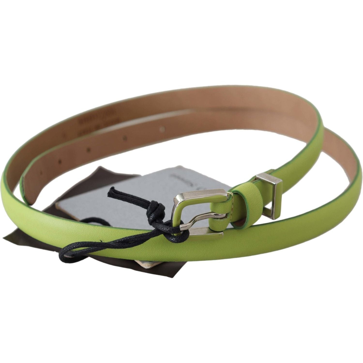 Scervino Street Green Leather Chartreuse Silver Green Buckle Belt