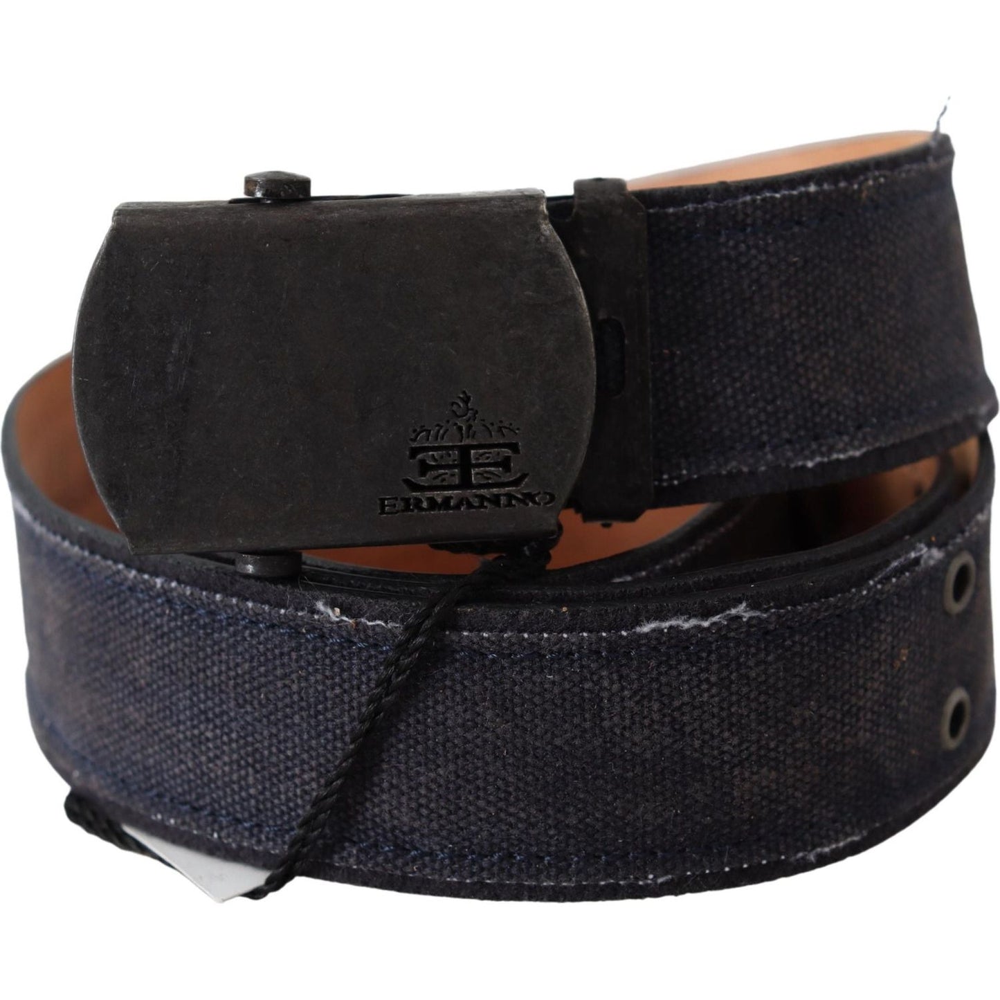 Ermanno Scervino Blue Leather Ratchet Buckle Belt Belt