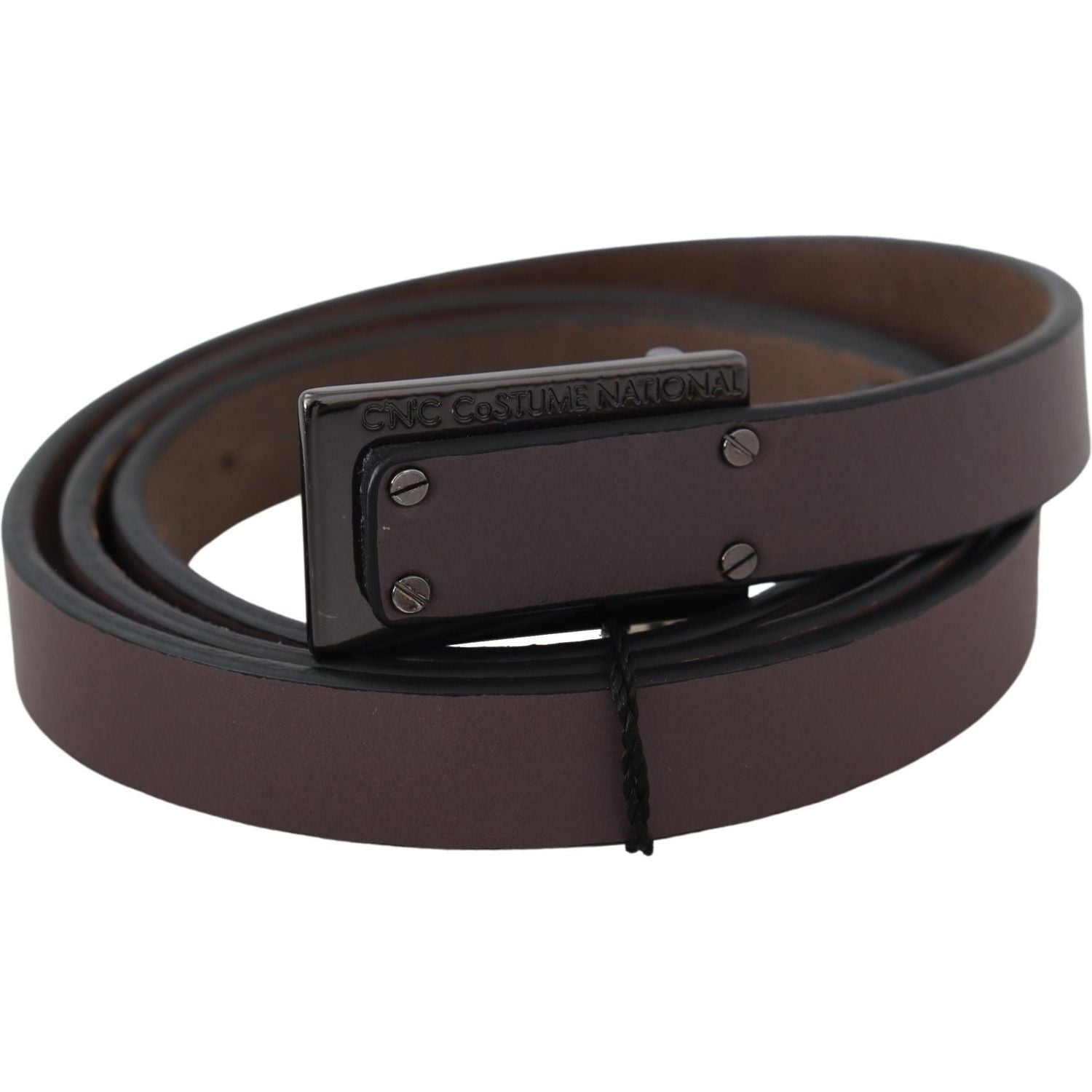 Costume National Brown Leather Tactical Logo Buckle Dark