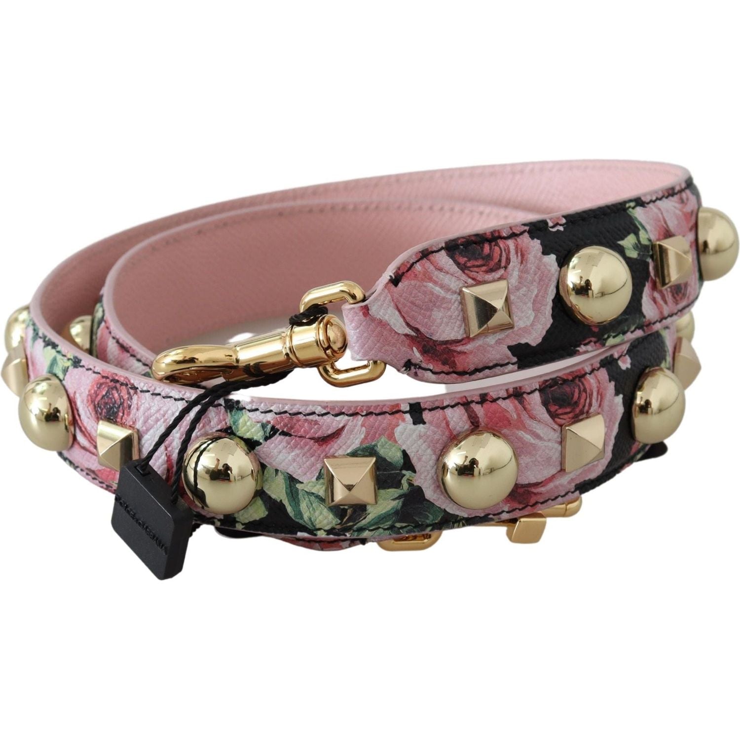 Dolce & Gabbana Pink Floral Gold Studs Bag Accessory Shoulder Strap