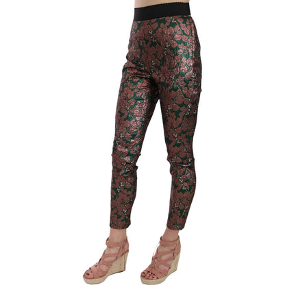 Dolce & Gabbana Multicolor Iridescent Brocade Jacquard Trousers Crop Pants