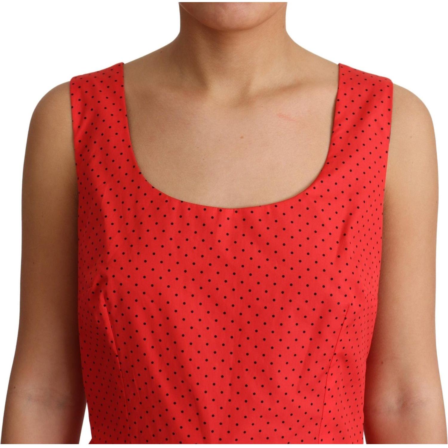 Dolce & Gabbana Red Polka Dotted Cotton A-Line  Dress