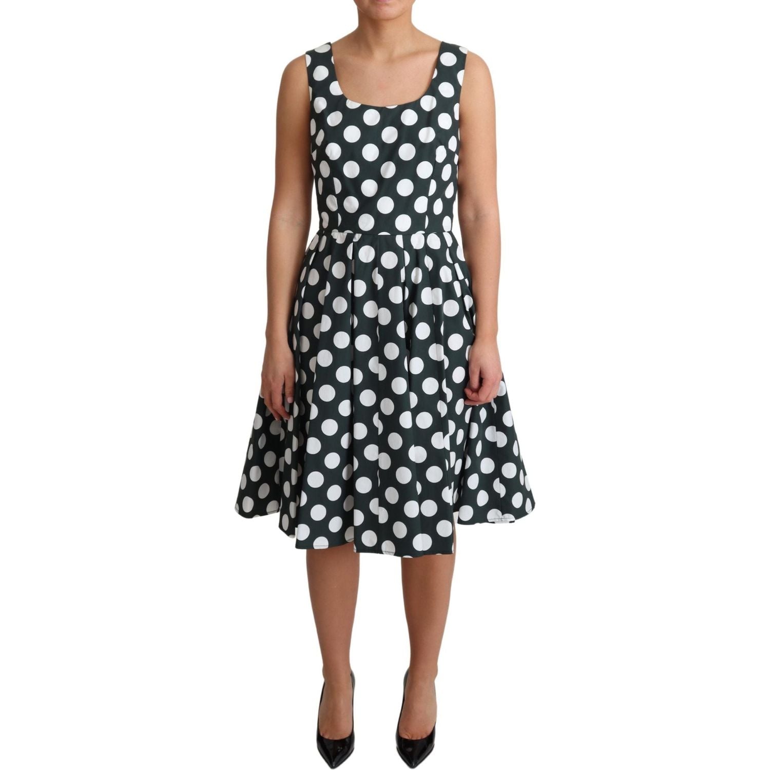 Dolce & Gabbana Green Polka Dotted Cotton A-Line Dress