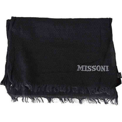 Missoni Black Wool Knit Unisex Neck Wrap Scarf