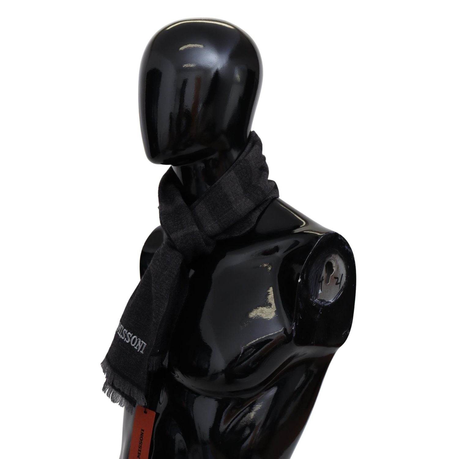 Missoni Black Striped Wool Unisex Neck Wrap Scarf