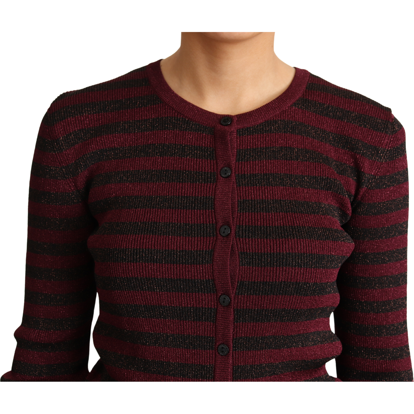 Dolce & Gabbana Black Red Striped Viscose Cardigan Sweater