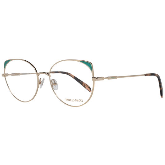 Emilio Pucci Gold Metal Glasses (Frames) in full-rim design for women with metal frames, size 54-17-140, includes branded case.