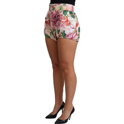 Dolce & Gabbana Pink Cotton Floral Print Hot Pants Short
