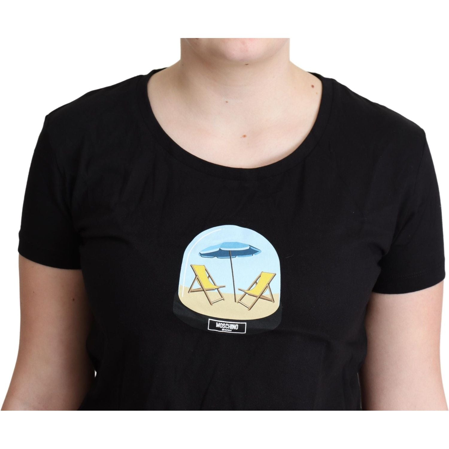 Moschino Black Printed Cotton Short Sleeves T-shirt