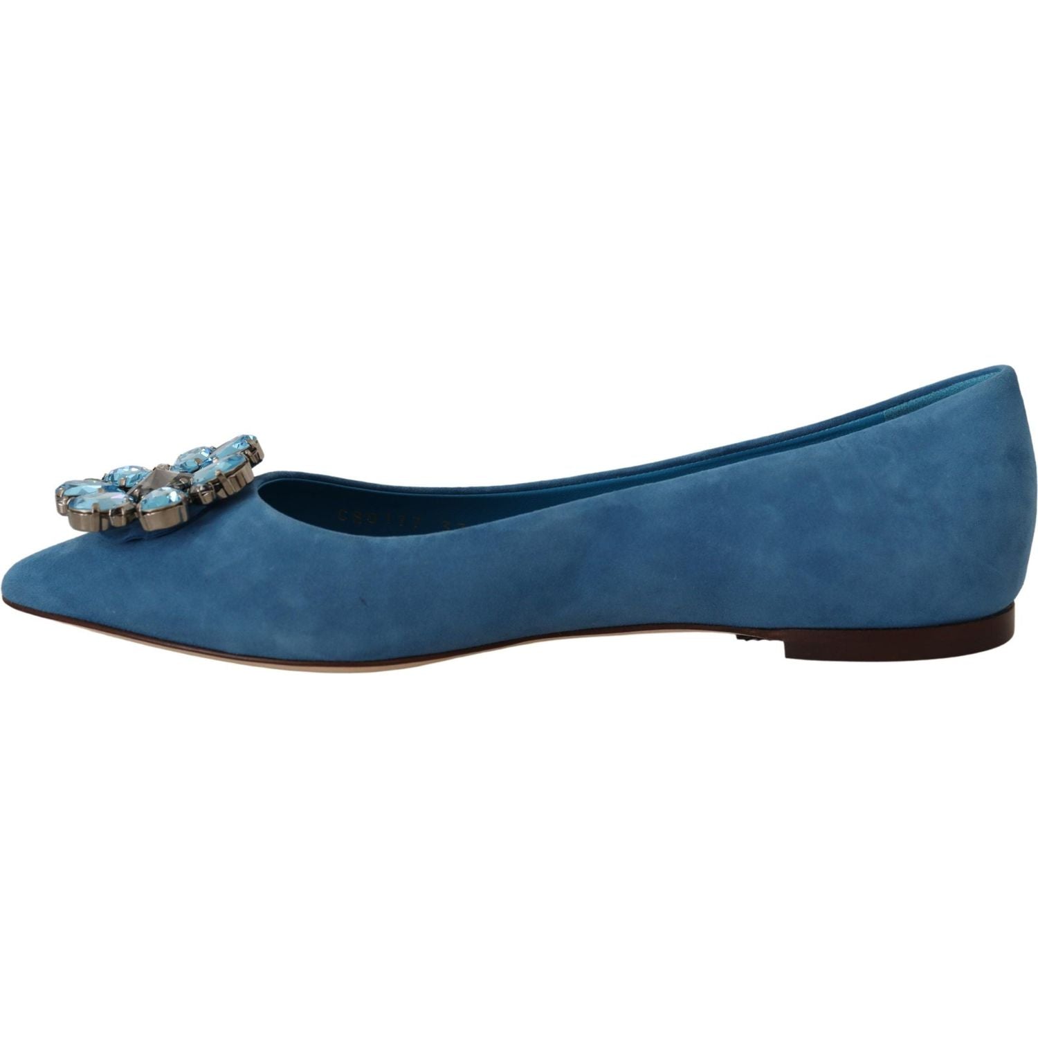 Dolce & Gabbana Blue Suede Crystals Loafers Flats Shoes