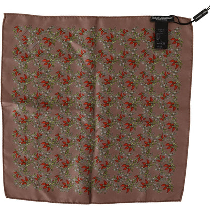 Dolce & Gabbana Brown Carrots Print Silk Handkerchief