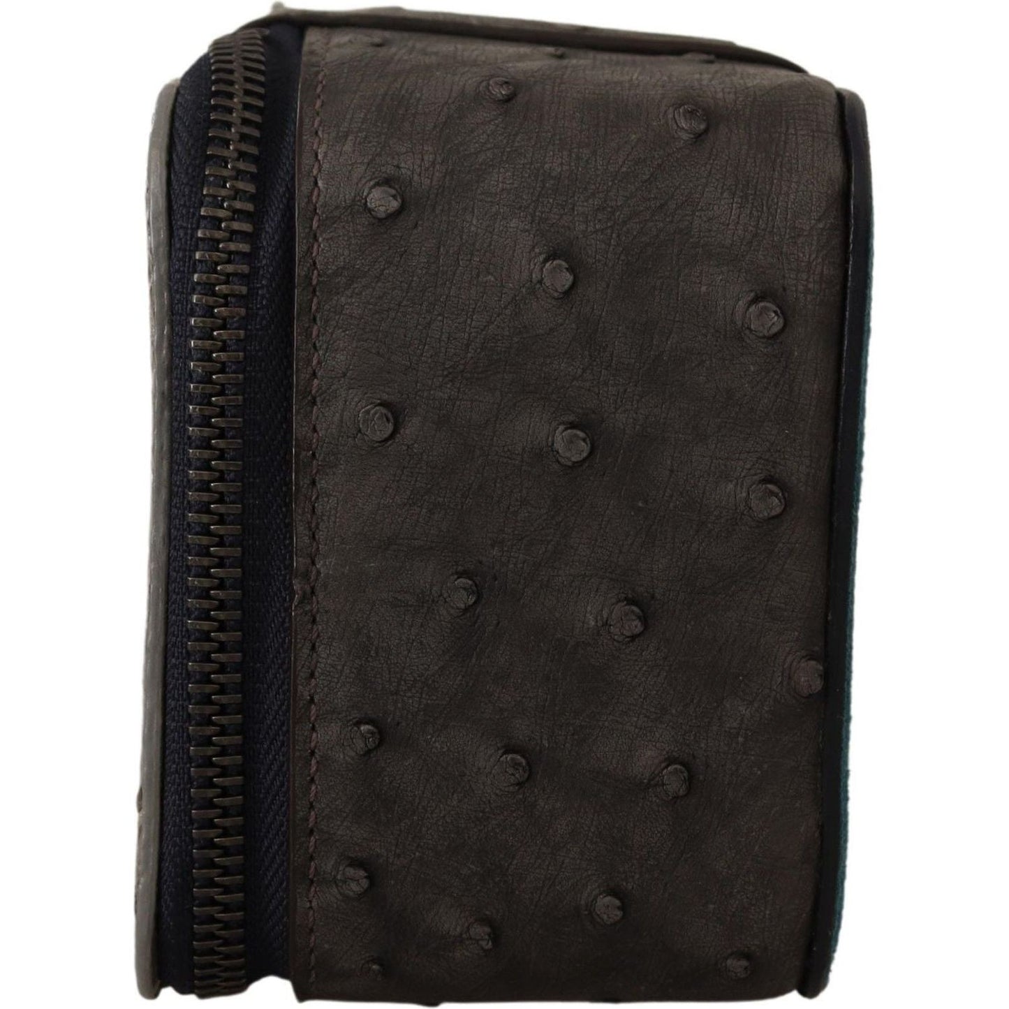 Dolce & Gabbana Gray Skin Leather Vanity Case Toiletry Shaving Bag