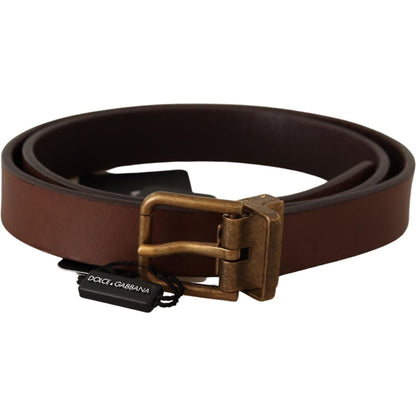 Dolce & Gabbana Brown Leather Rustic Buckle Cintura Belt