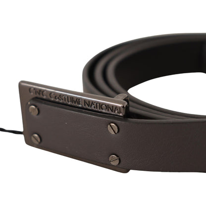 Costume National Dark Brown Leather Logo Buckle Belt MAN BELTS