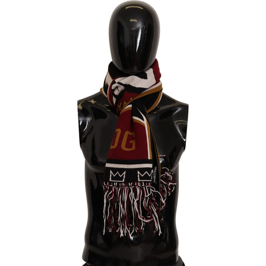 Dolce & Gabbana Multicolor Wool Knit DG King Shawl Wrap Scarf Wool Wrap Shawl Scarf