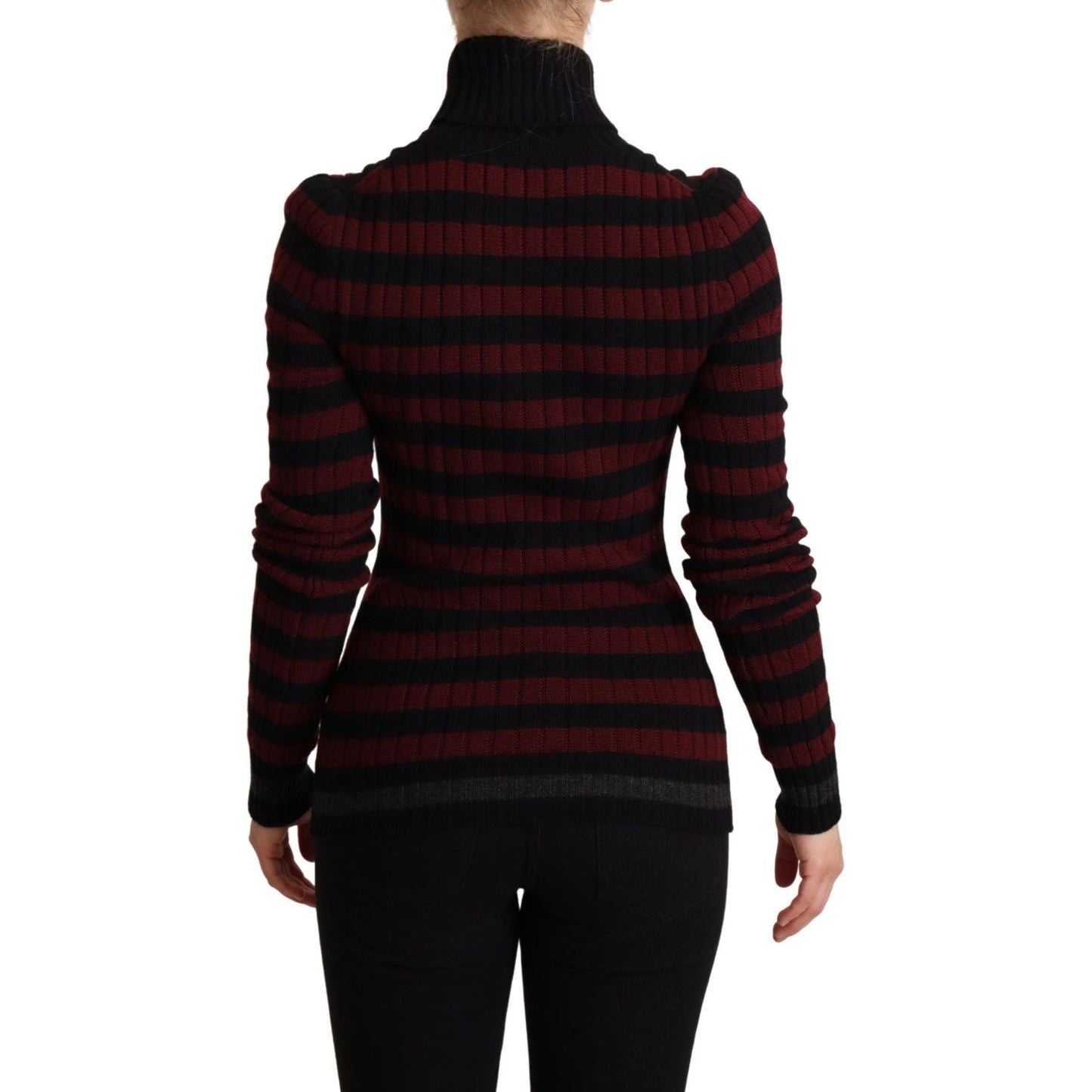 Dolce & Gabbana Black Red Striped Wool Pullover Sweater