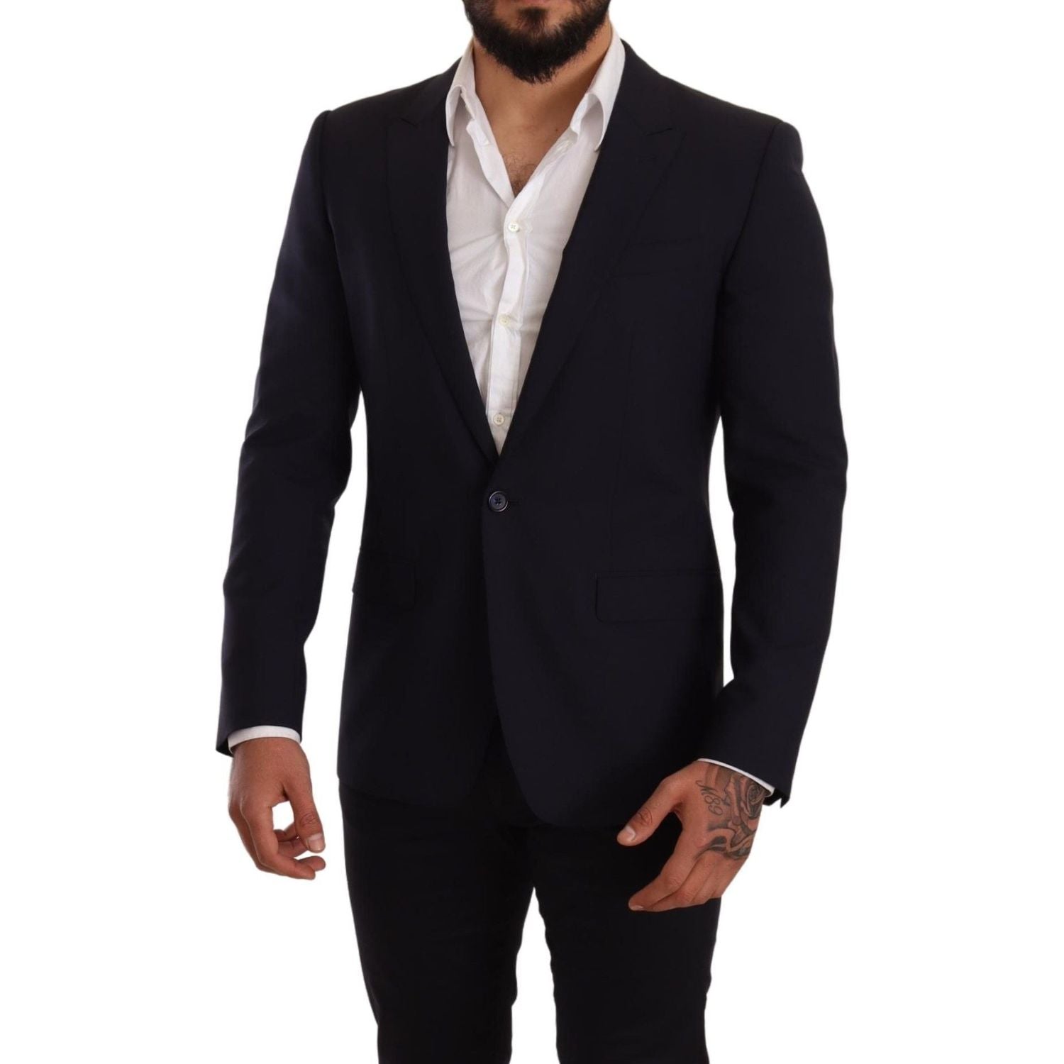 Dolce & Gabbana Navy Blue Wool Slim Fit MARTINI Blazer