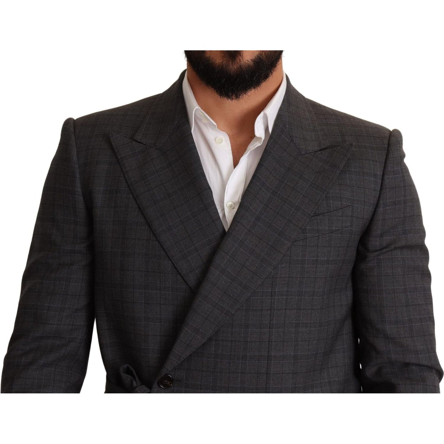 Dolce & Gabbana Gray Check Wool Slim Fit Blazer Jacket