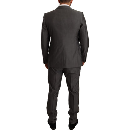 Dolce & Gabbana Gray Metallic MARTINI Slim Fit Set Suit Suit