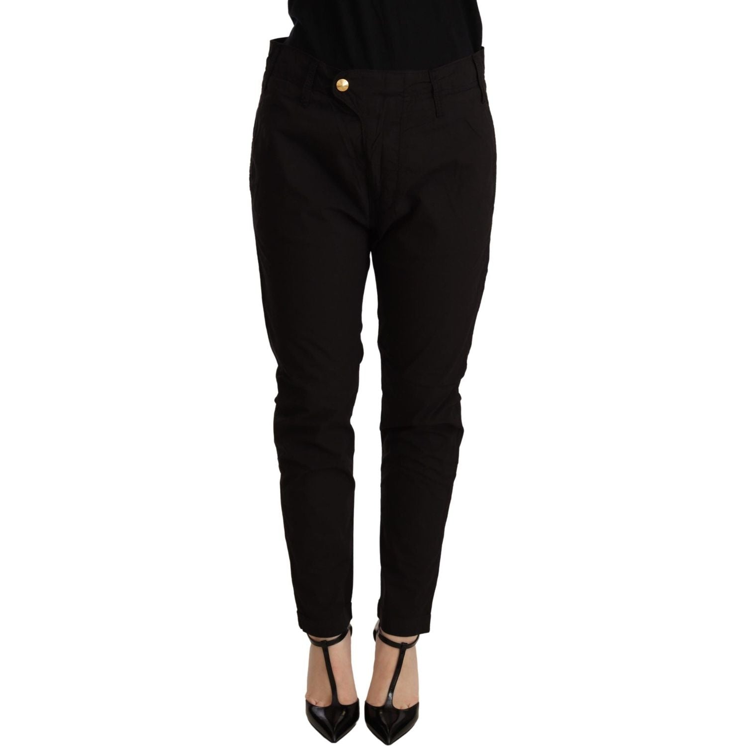 CYCLE Black Mid Waist BAGGY Fit Skinny Trouser