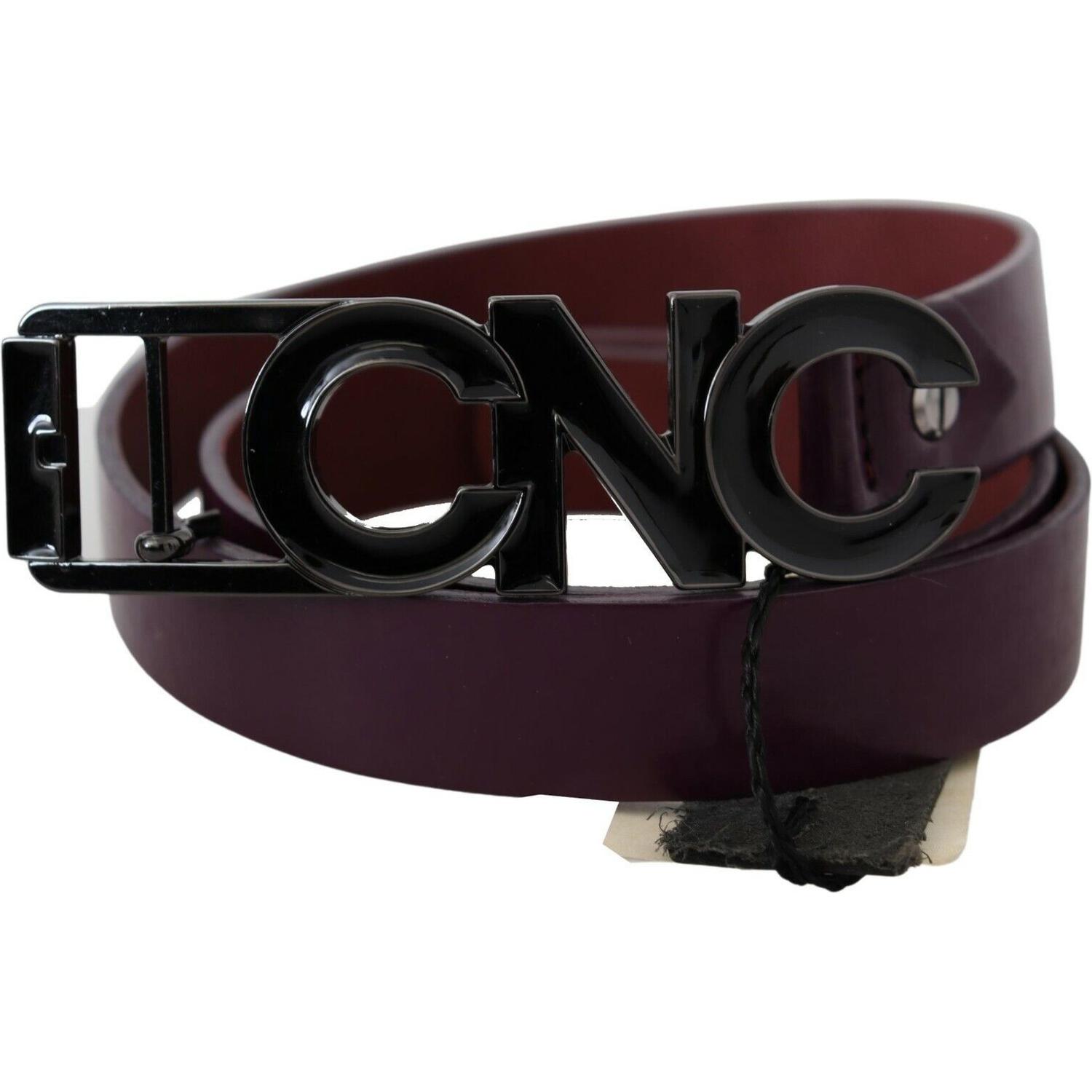 Costume National Brown Leather Large Logo Letter Buckle Belt