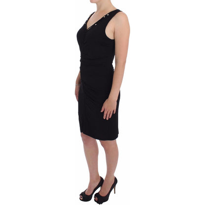 Roccobarocco Black Stretch Wiggle Pencil Sheath Bodycon Dress WOMAN DRESSES