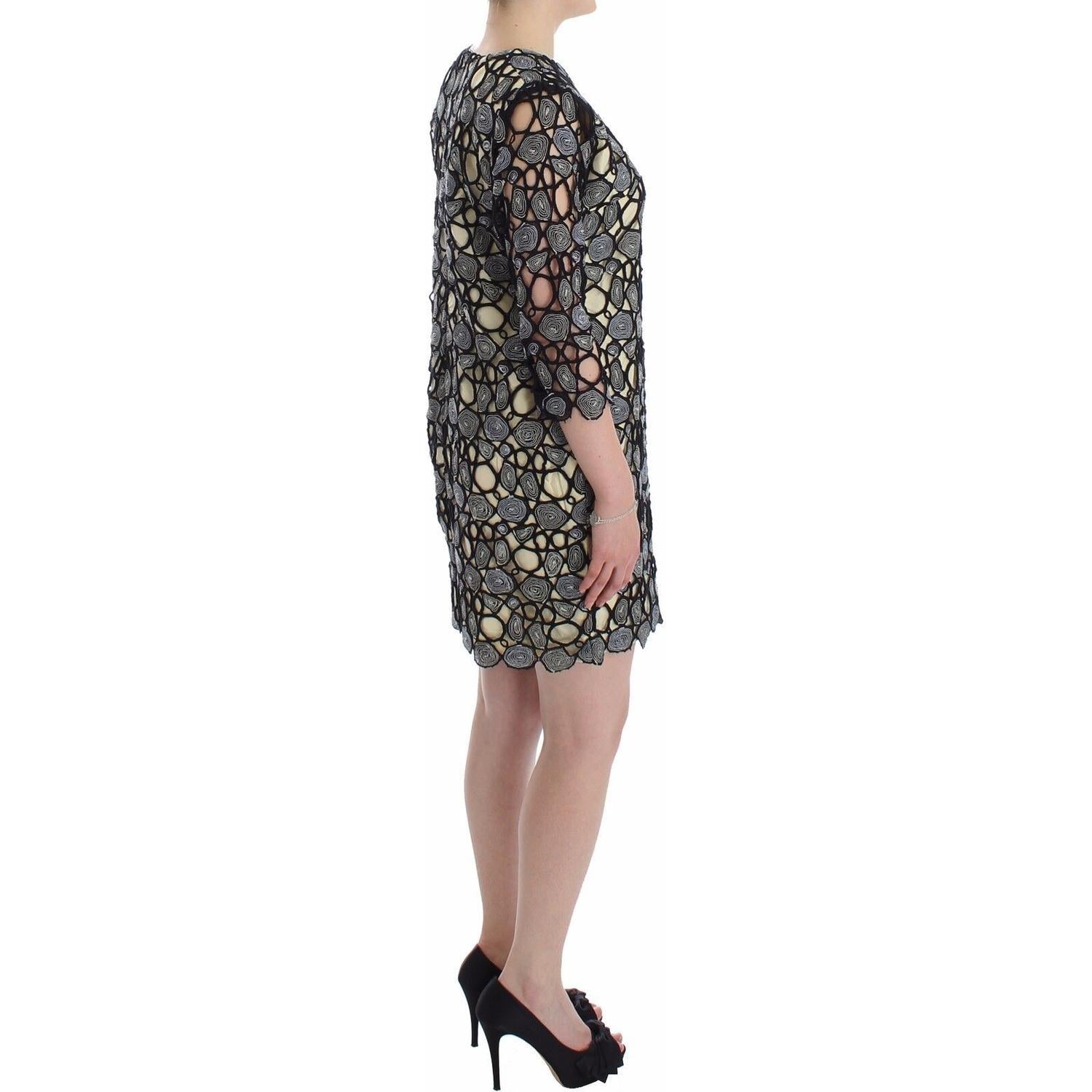 Lanre Da Silva Ajayi Black Cream Sheath Dress Shift Mini Dress