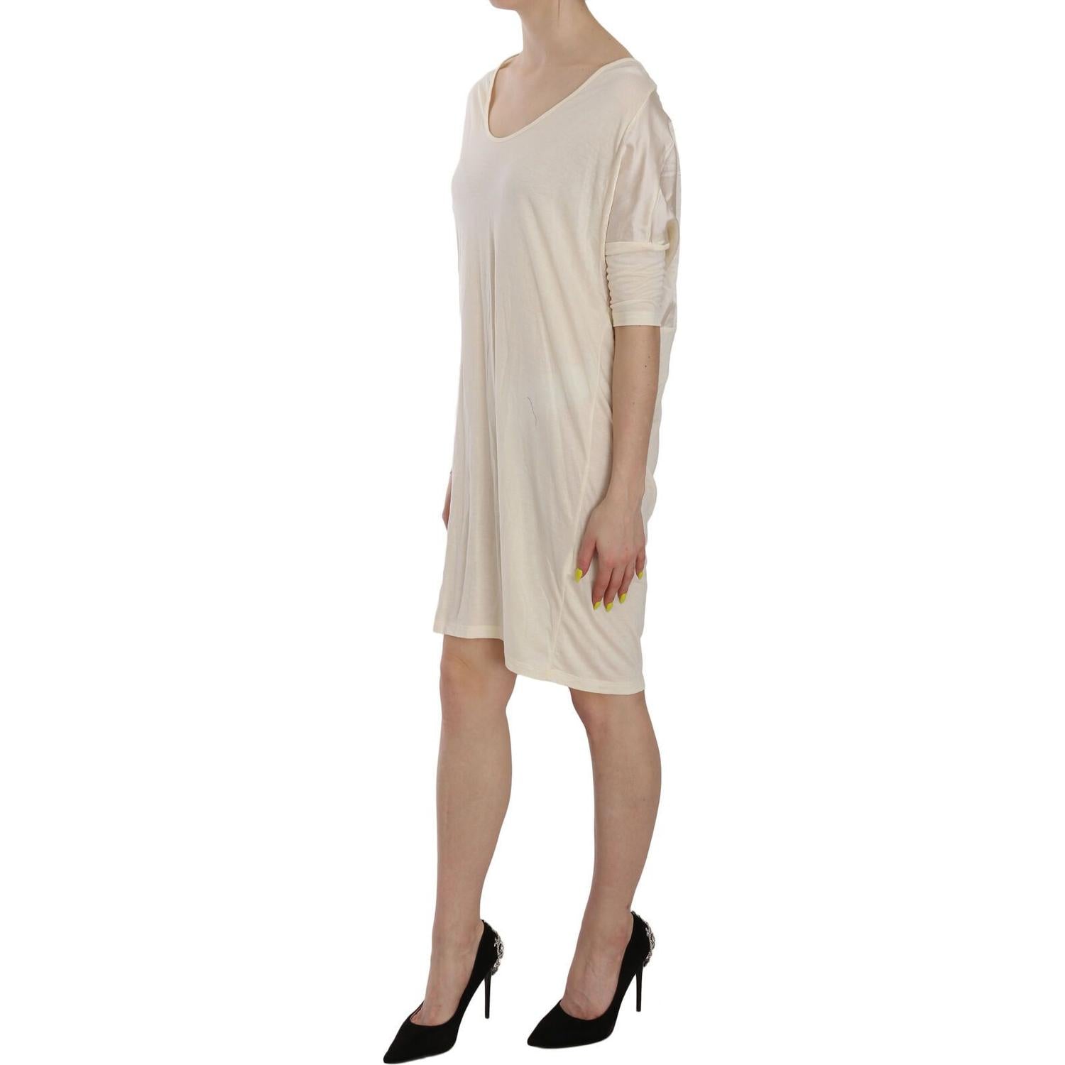 Costume National Cream Round Neck Knee Length Dress