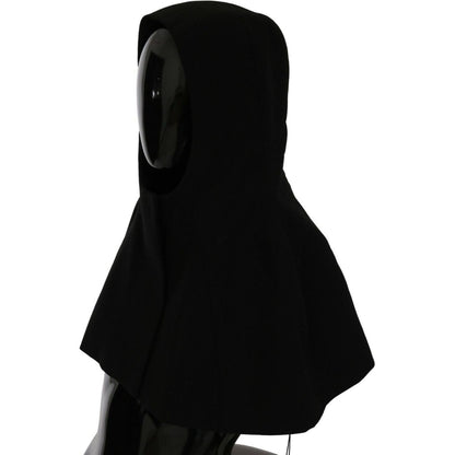 Dolce & Gabbana Black Wool Whole Head Hooded Scarf Hat Hood Scarf