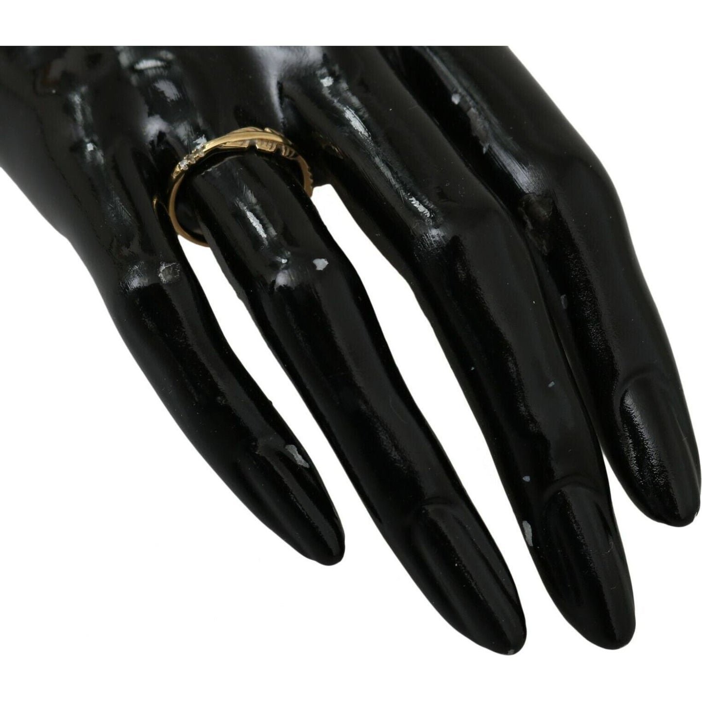 Nialaya Gold Feather Clear CZ 925 Silver Women Ring