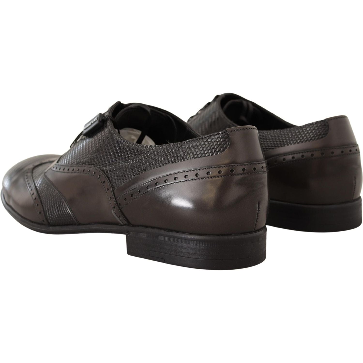 Dolce & Gabbana Brown Lizard Skin Leather Oxford Dress Shoes