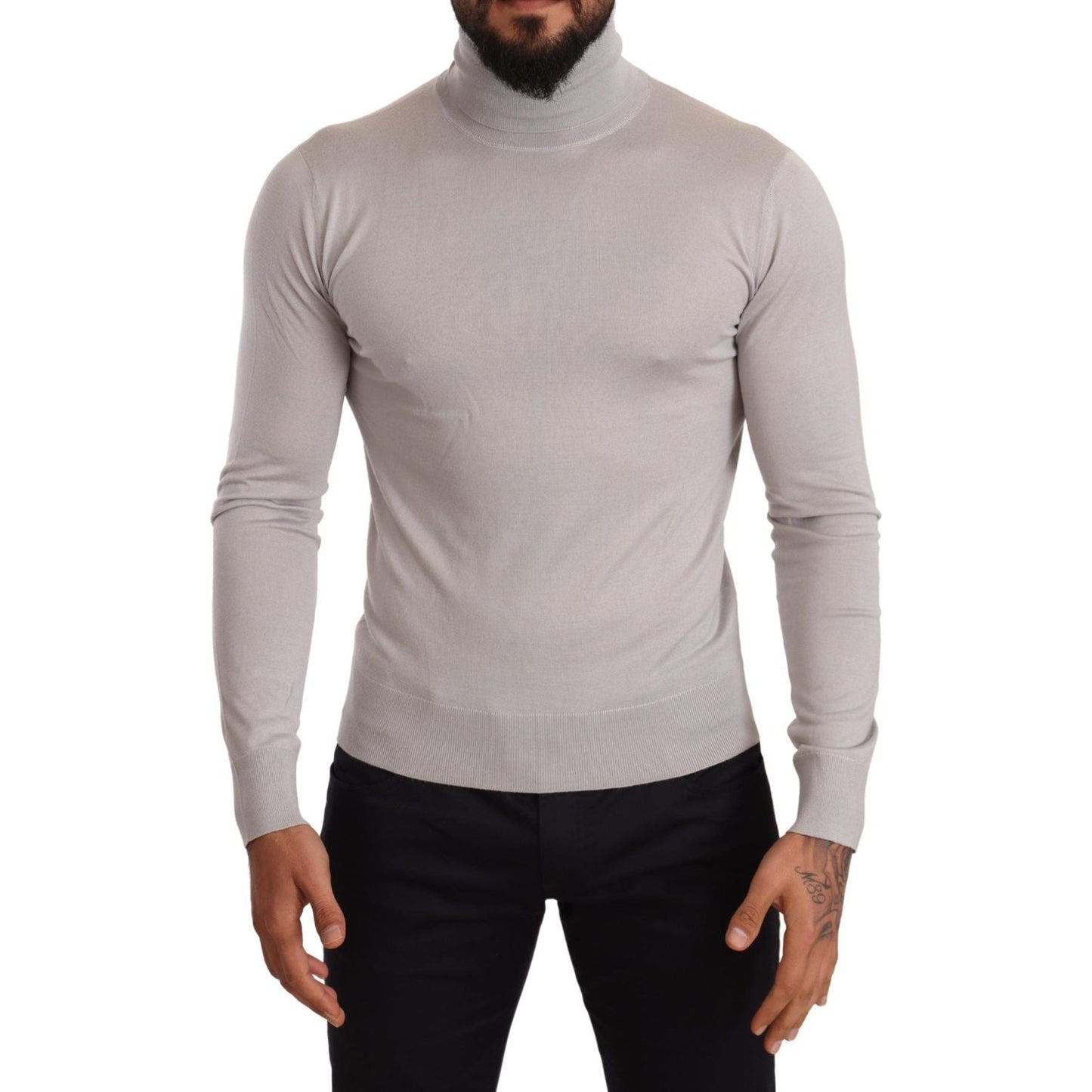 Dolce & Gabbana Gray Cashmere Turtleneck Pullover Sweater