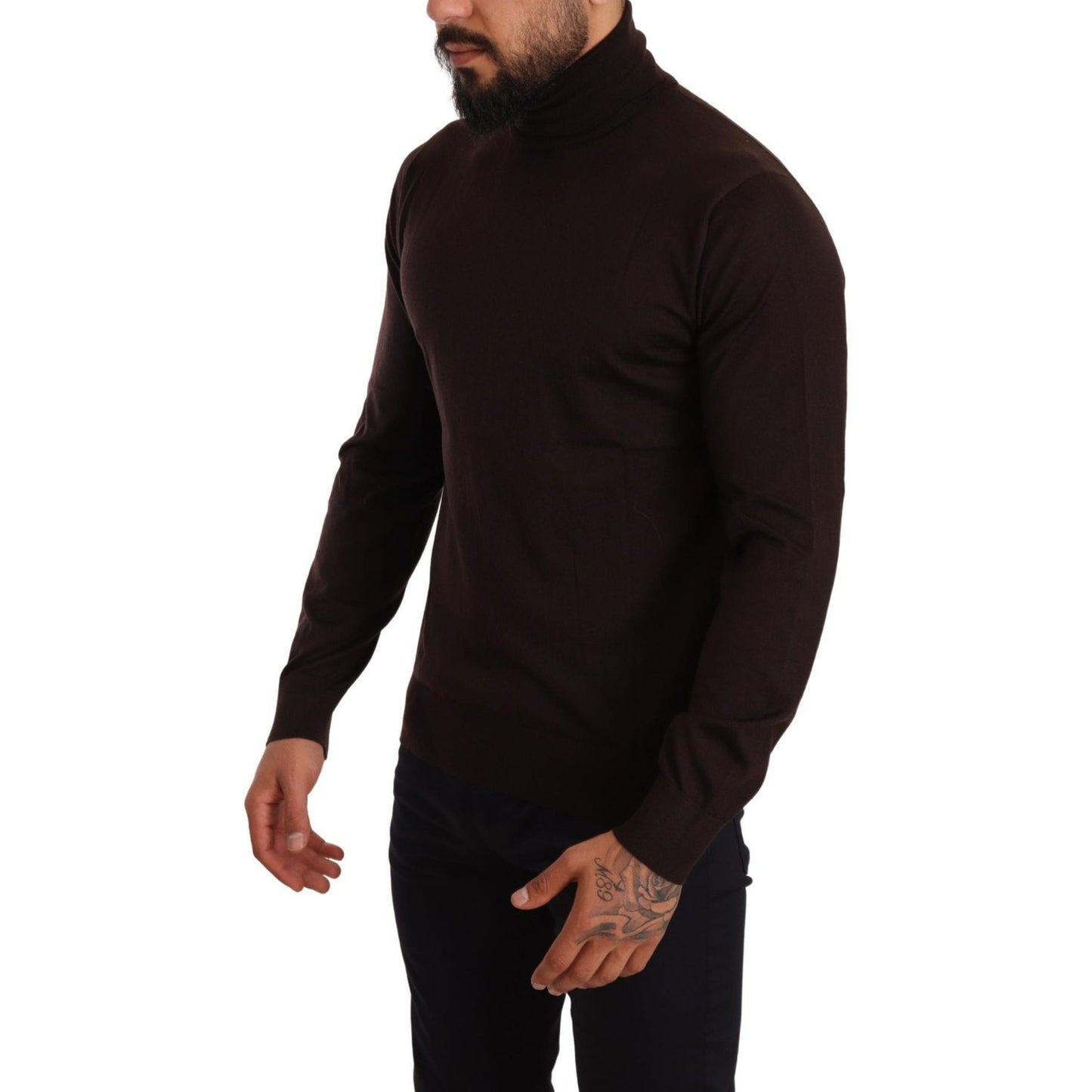 Dolce & Gabbana Brown Cashmere Turtleneck Pullover Sweater